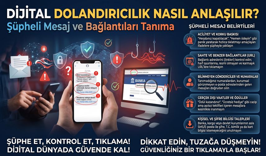 Dijital Dolandırıcılık Nasıl Anlaşılır? Şüpheli Mesaj ve Bağlantıları Tanıma