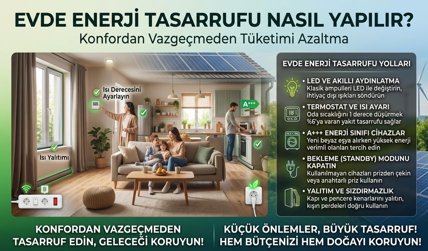 Evde Enerji Tasarrufu Nasıl Yapılır? Konfordan Vazgeçmeden Tüketimi Azaltma
