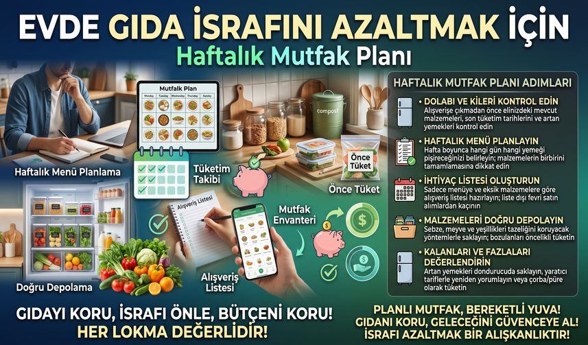 Evde Gıda İsrafını Azaltmak İçin Haftalık Mutfak Planı